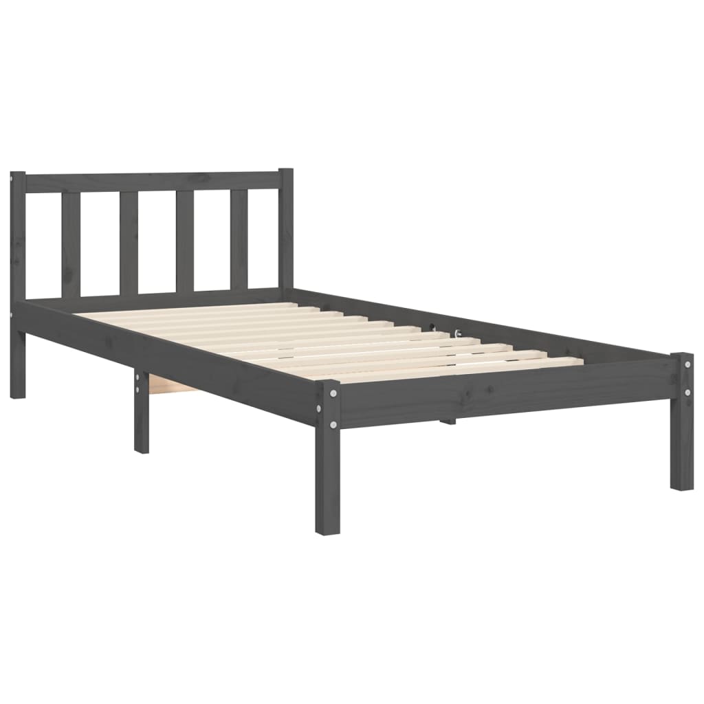 vidaXL Estructura de cama con cabecero madera maciza negro 90x200 cm