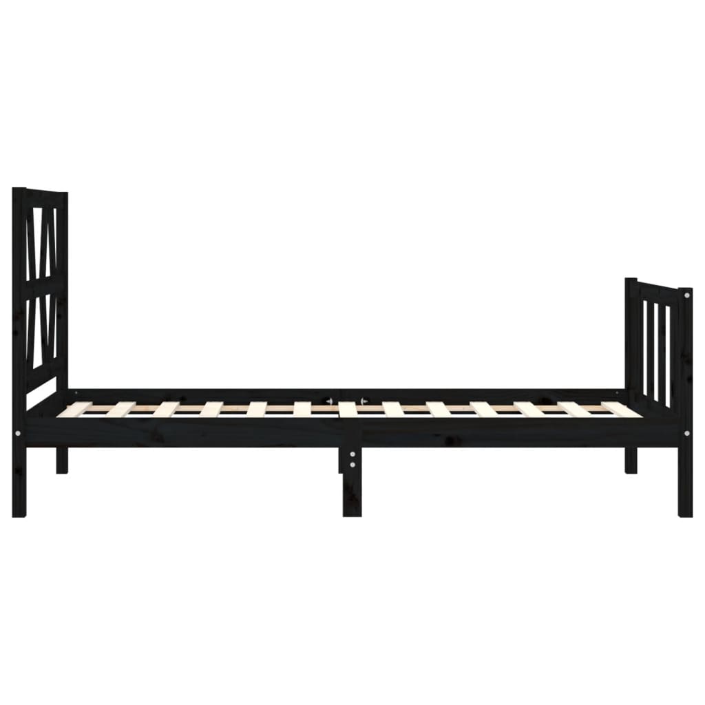 vidaXL Estructura de cama con cabecero madera maciza negro 100x200 cm