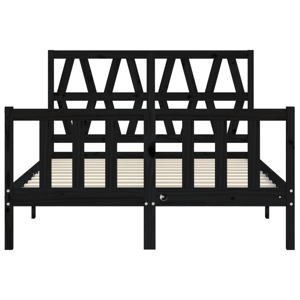 vidaXL Estructura de cama con cabecero madera maciza negro 120x200 cm