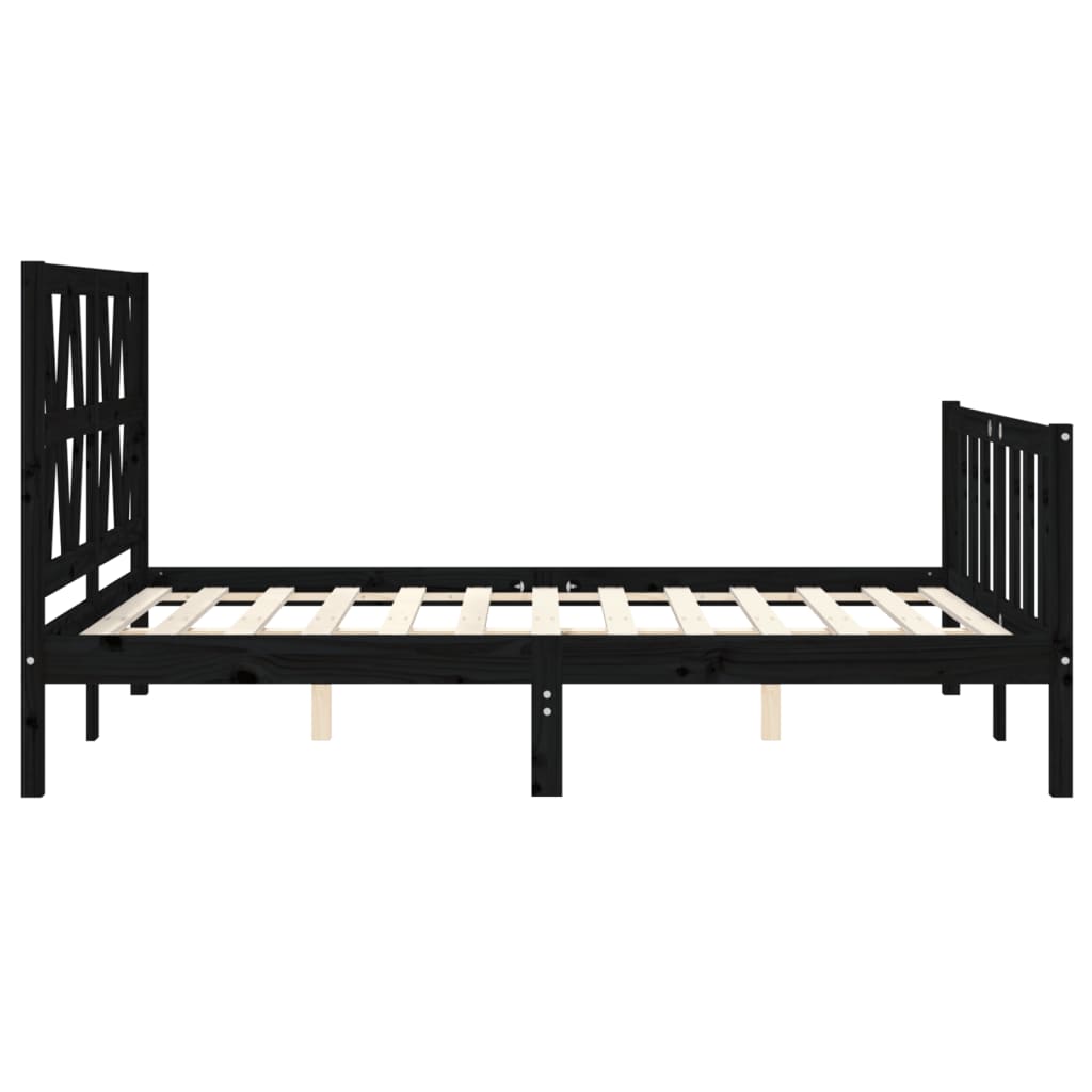 vidaXL Estructura de cama con cabecero madera maciza negro 120x200 cm