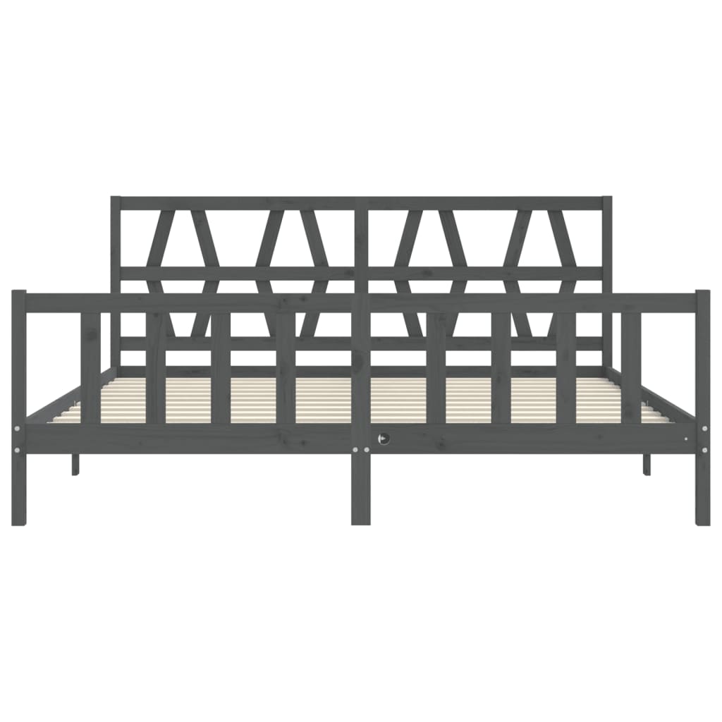 vidaXL Estructura de cama con cabecero madera maciza gris 200x200 cm