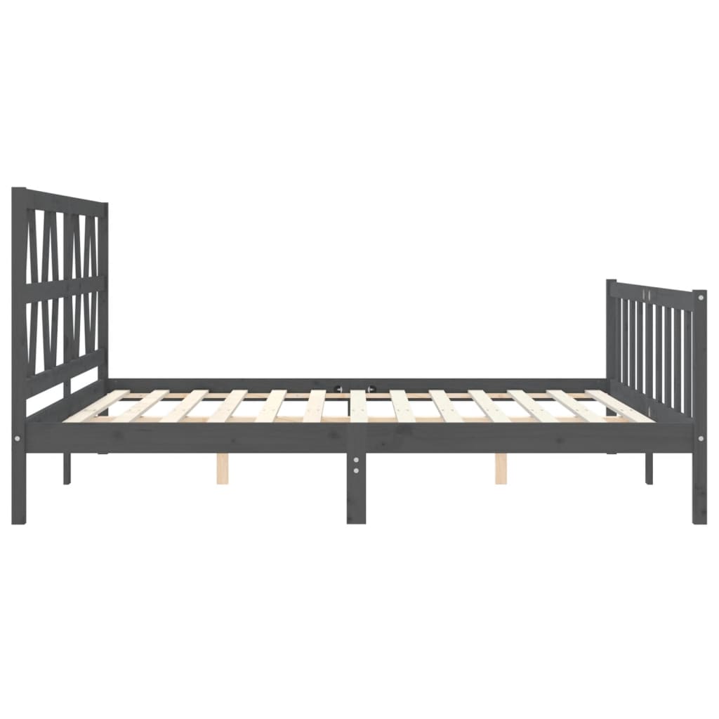 vidaXL Estructura de cama con cabecero madera maciza gris 200x200 cm