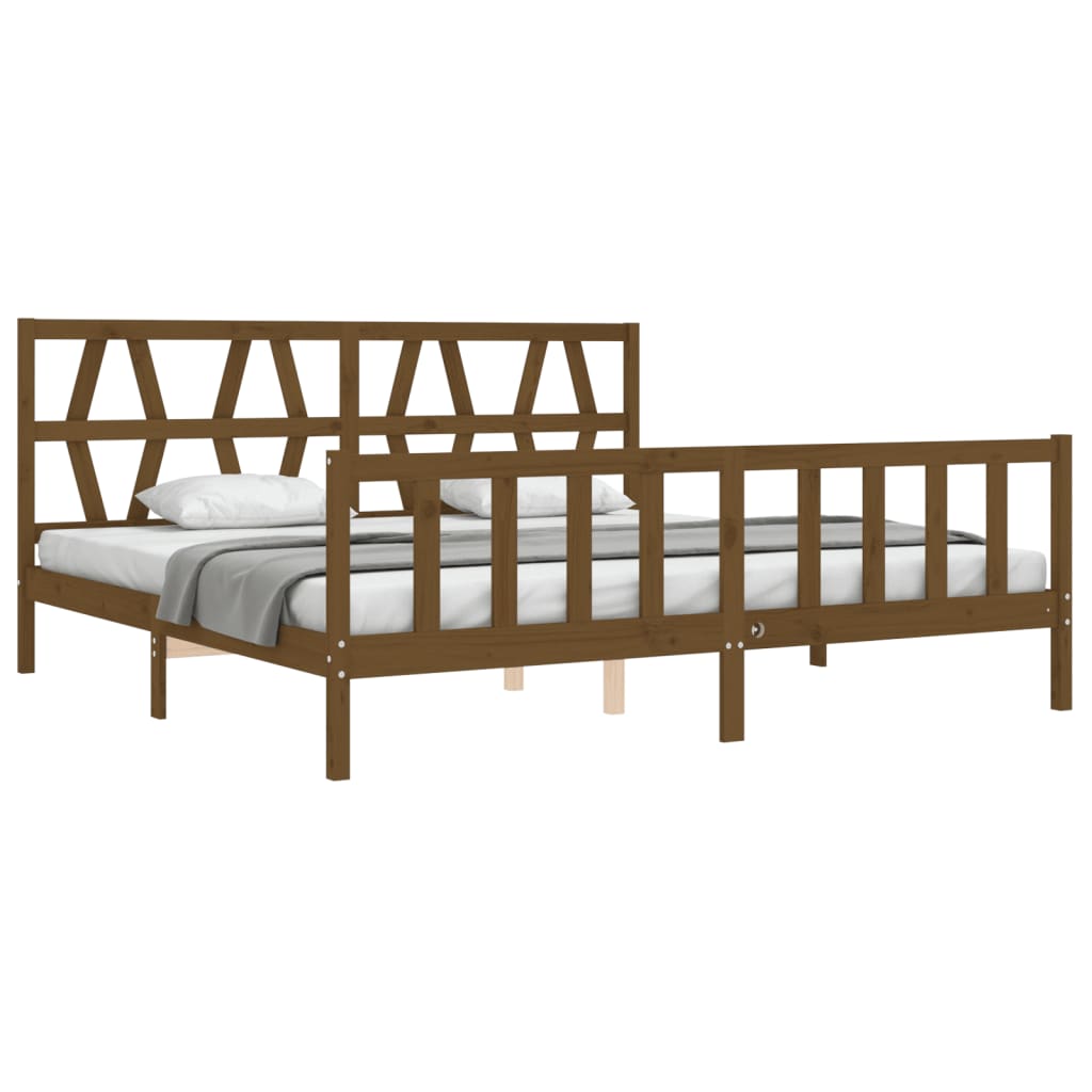 vidaXL Estructura cama y cabecero madera maciza marrón miel 200x200 cm