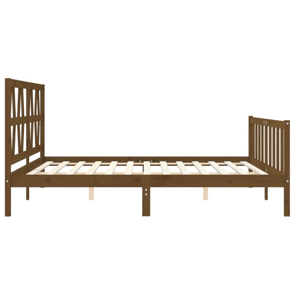 vidaXL Estructura cama y cabecero madera maciza marrón miel 200x200 cm