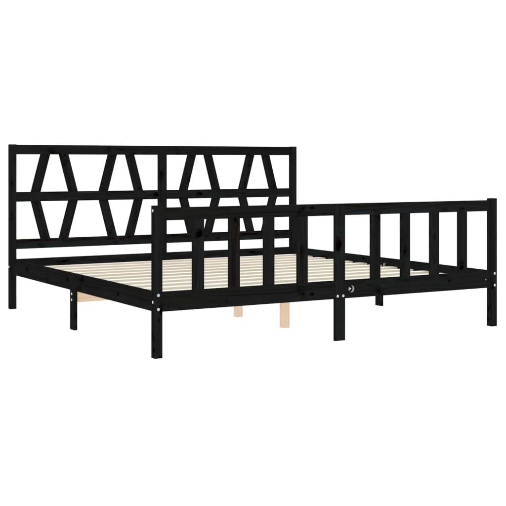 vidaXL Estructura de cama con cabecero madera maciza negro 200x200 cm