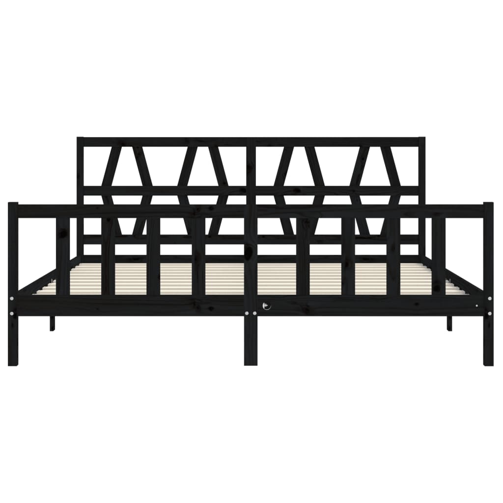 vidaXL Estructura de cama con cabecero madera maciza negro 200x200 cm