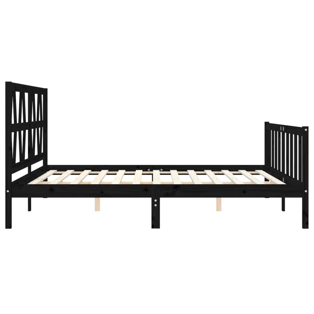 vidaXL Estructura de cama con cabecero madera maciza negro 200x200 cm