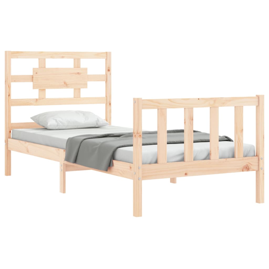 vidaXL Estructura de cama individual con cabecero madera maciza