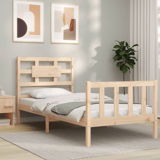 vidaXL Estructura de cama individual con cabecero madera maciza