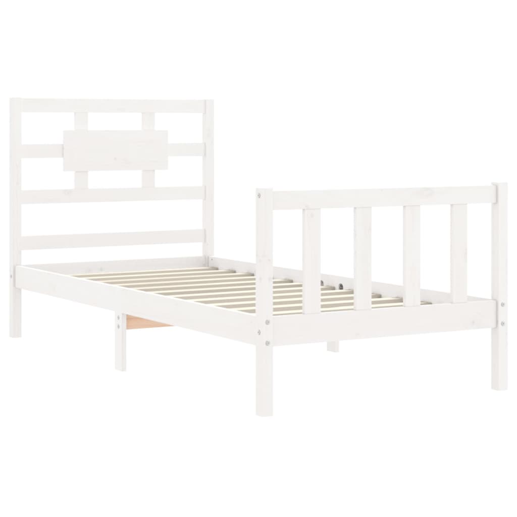 vidaXL Estructura de cama con cabecero madera maciza blanco