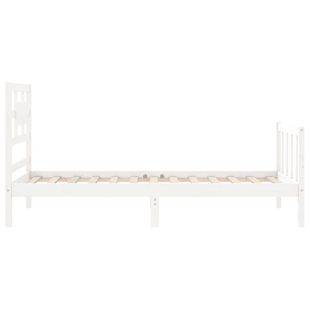 vidaXL Estructura de cama con cabecero madera maciza blanco