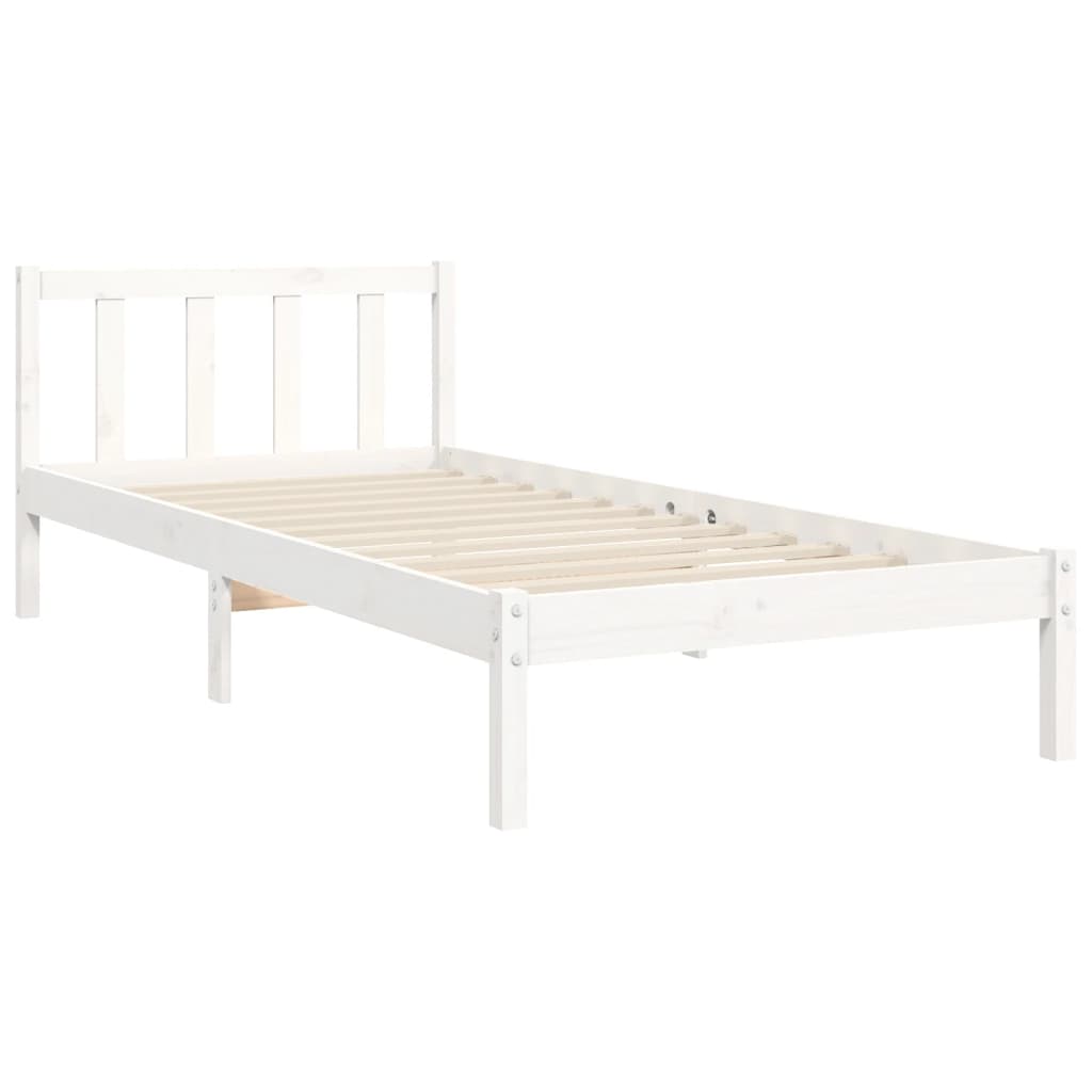 vidaXL Estructura de cama con cabecero madera maciza blanco