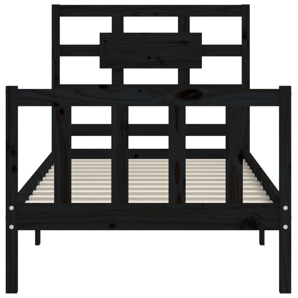 vidaXL Estructura de cama con cabecero madera maciza negro