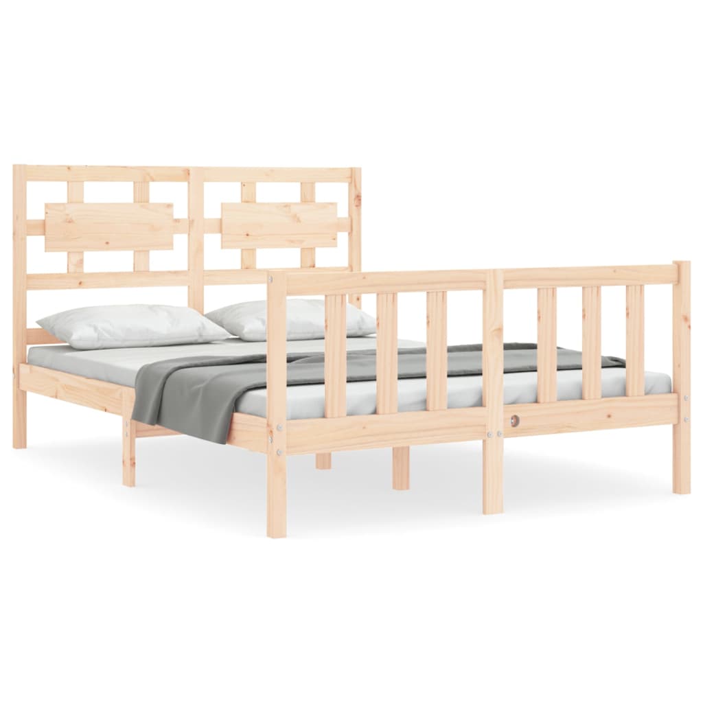 vidaXL Estructura de cama de matrimonio con cabecero madera maciza