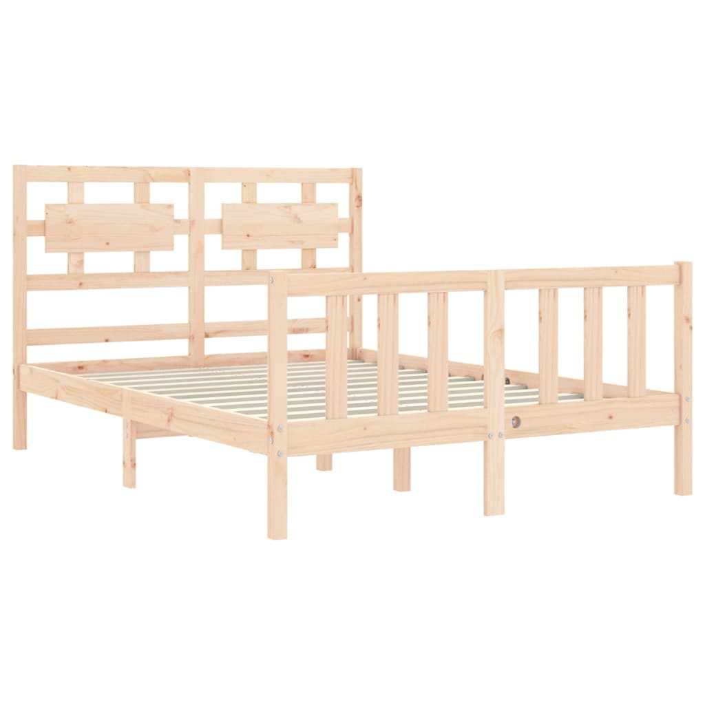 vidaXL Estructura de cama de matrimonio con cabecero madera maciza