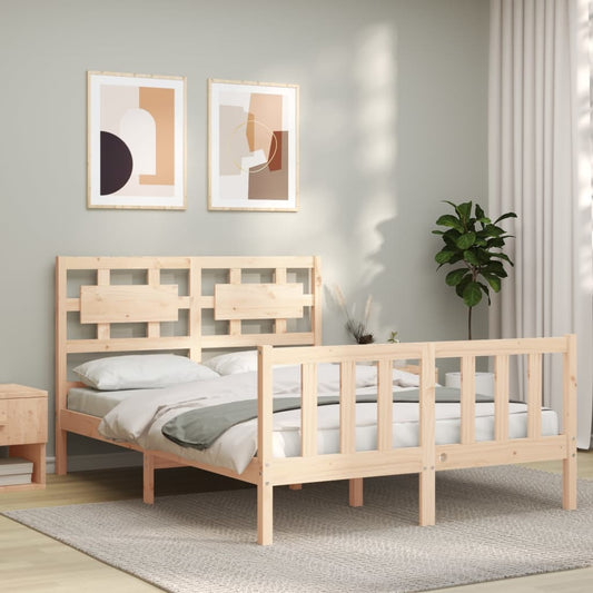 vidaXL Estructura de cama de matrimonio con cabecero madera maciza