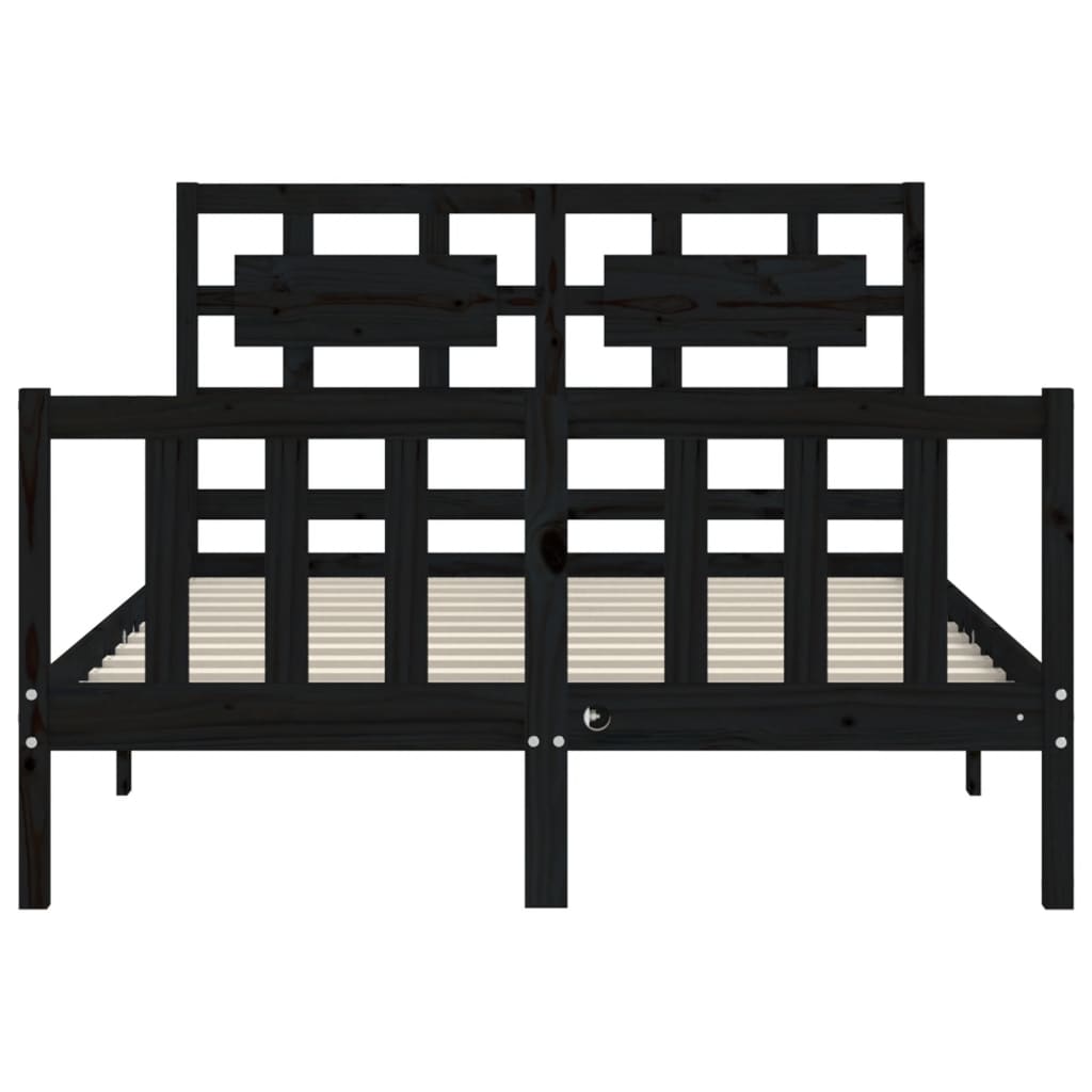 vidaXL Estructura de cama con cabecero madera maciza negro 140x190 cm