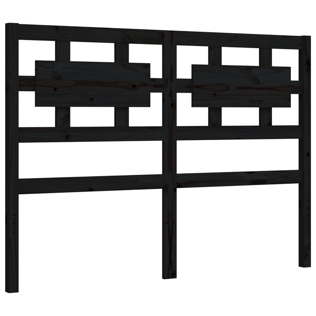 vidaXL Estructura de cama con cabecero madera maciza negro 140x190 cm