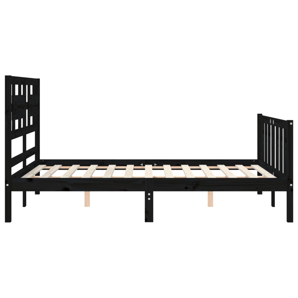 vidaXL Estructura de cama con cabecero madera maciza negro 120x200 cm