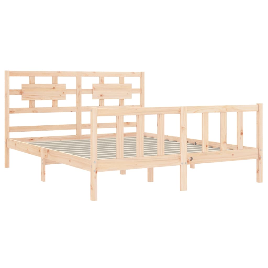 vidaXL Estructura de cama de matrimonio con cabecero madera maciza