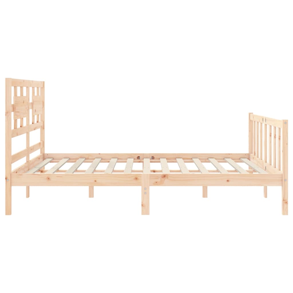 vidaXL Estructura de cama de matrimonio con cabecero madera maciza