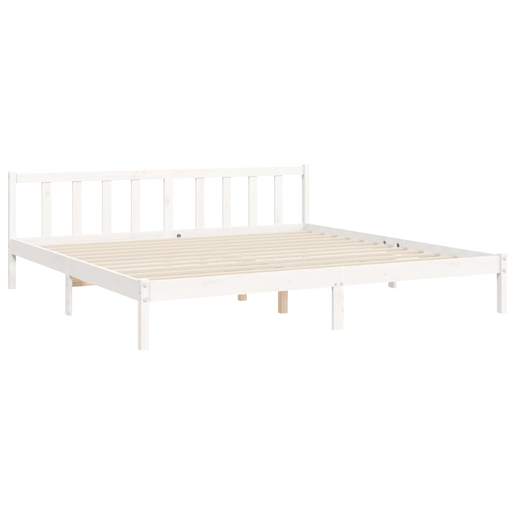 vidaXL Estructura cama de matrimonio con cabecero madera maciza blanco