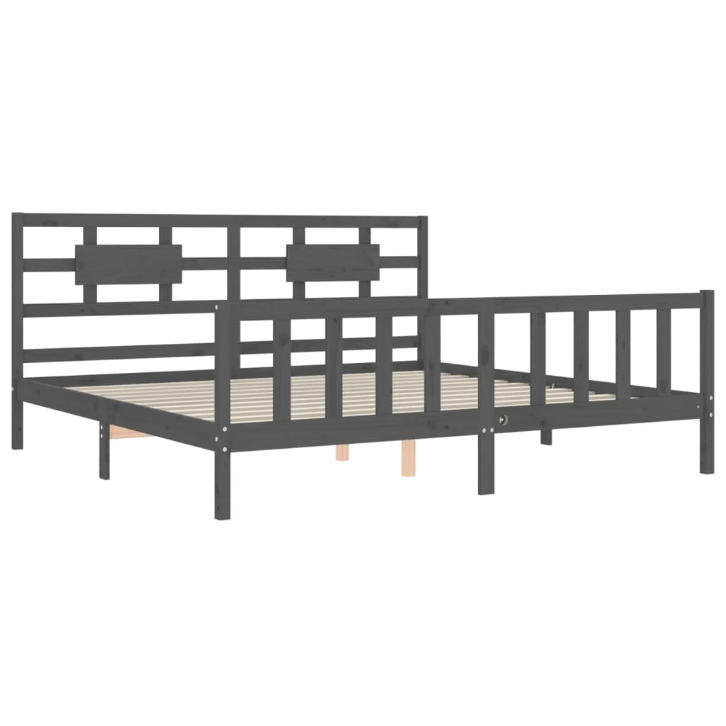 vidaXL Estructura de cama con cabecero madera maciza gris 200x200 cm