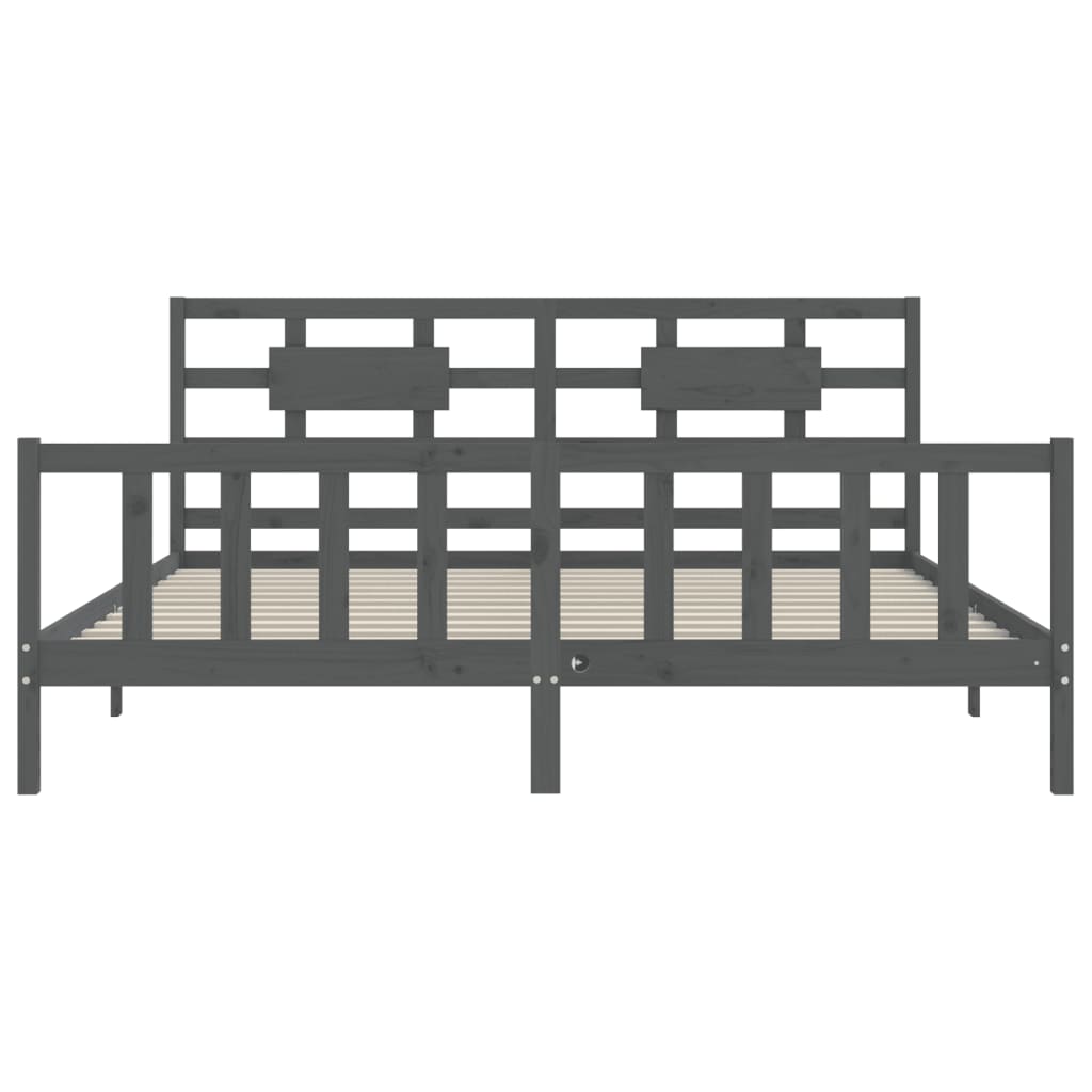 vidaXL Estructura de cama con cabecero madera maciza gris 200x200 cm