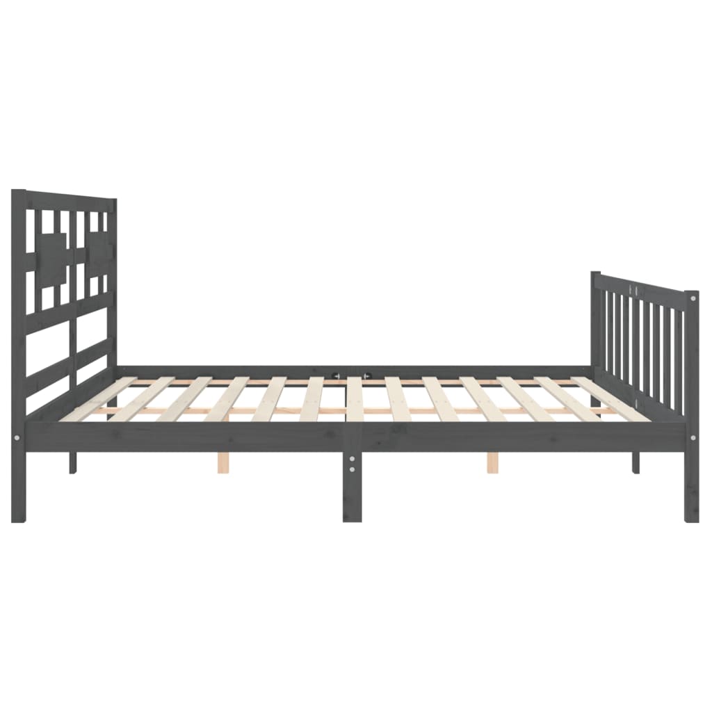 vidaXL Estructura de cama con cabecero madera maciza gris 200x200 cm