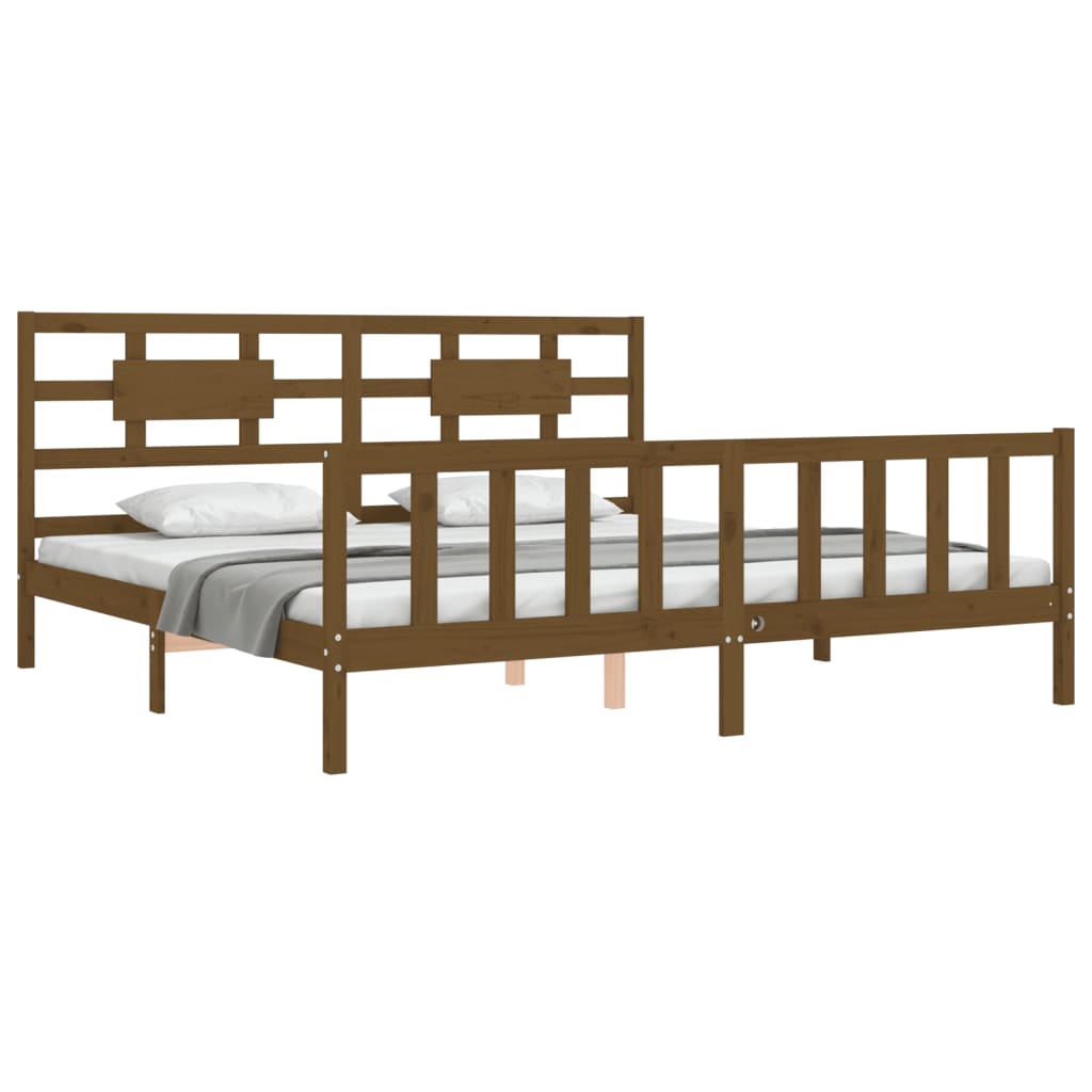 vidaXL Estructura cama y cabecero madera maciza marrón miel 200x200 cm