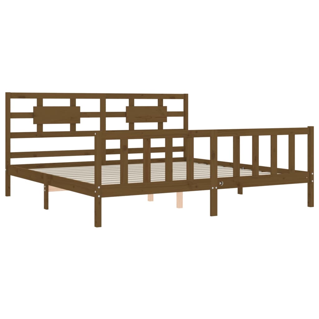 vidaXL Estructura cama y cabecero madera maciza marrón miel 200x200 cm