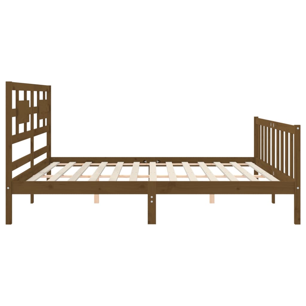 vidaXL Estructura cama y cabecero madera maciza marrón miel 200x200 cm