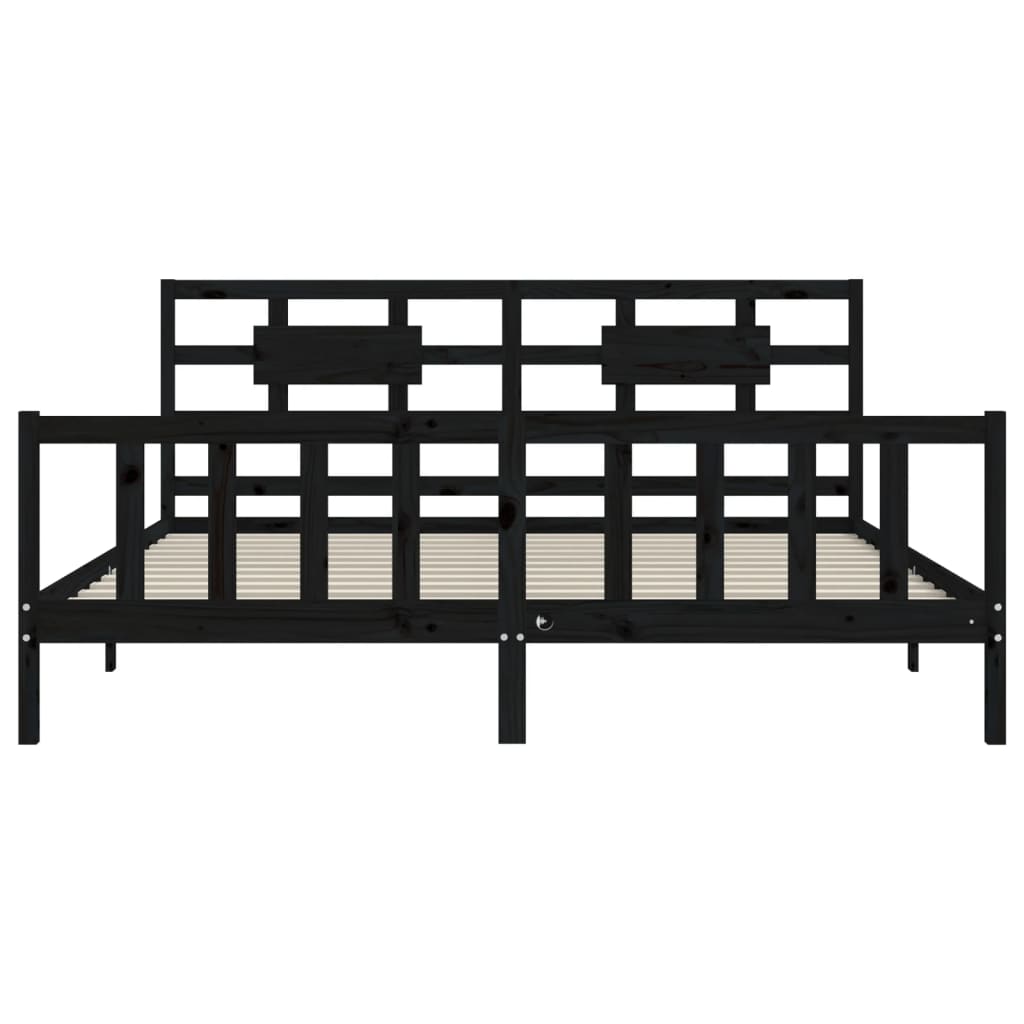 vidaXL Estructura de cama con cabecero madera maciza negro 200x200 cm