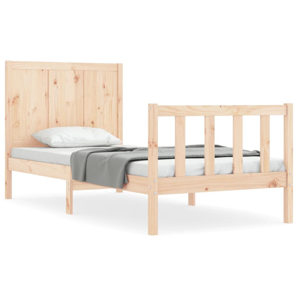 vidaXL Estructura de cama individual con cabecero madera maciza