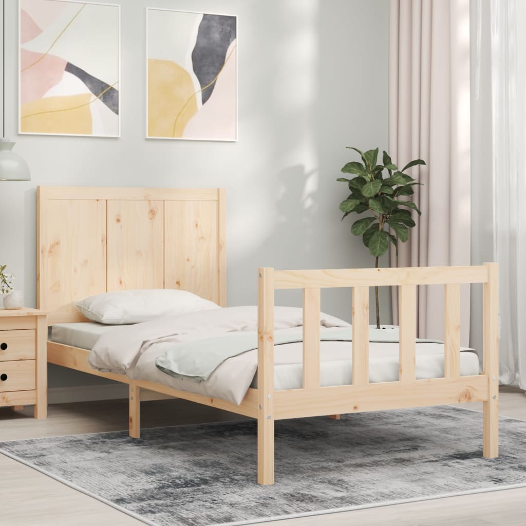 vidaXL Estructura de cama individual con cabecero madera maciza