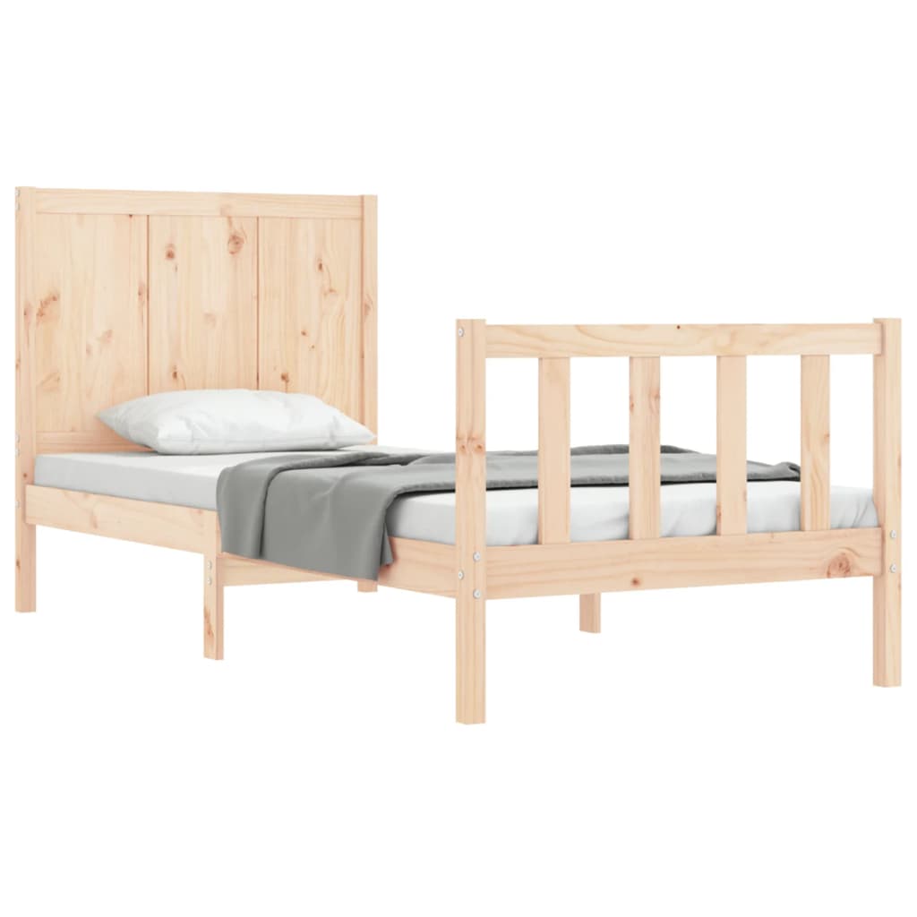 vidaXL Estructura de cama individual con cabecero madera maciza