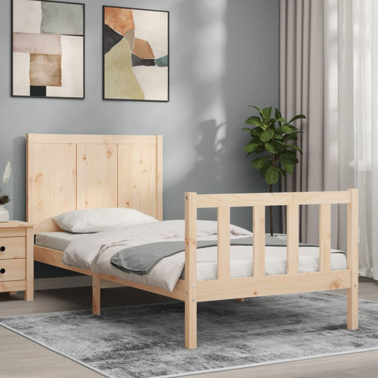 vidaXL Estructura de cama individual con cabecero madera maciza