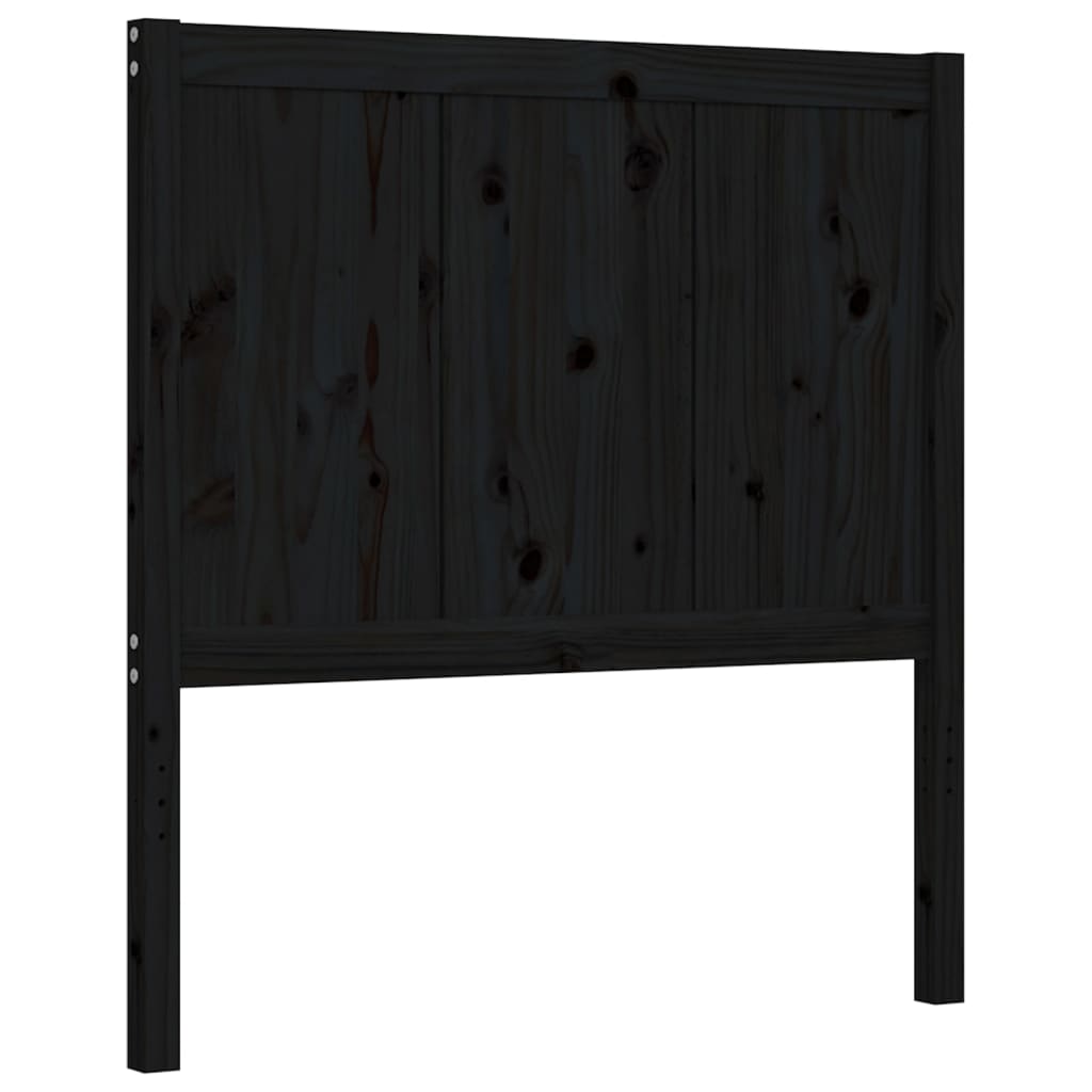 vidaXL Estructura de cama individual con cabecero madera maciza negro