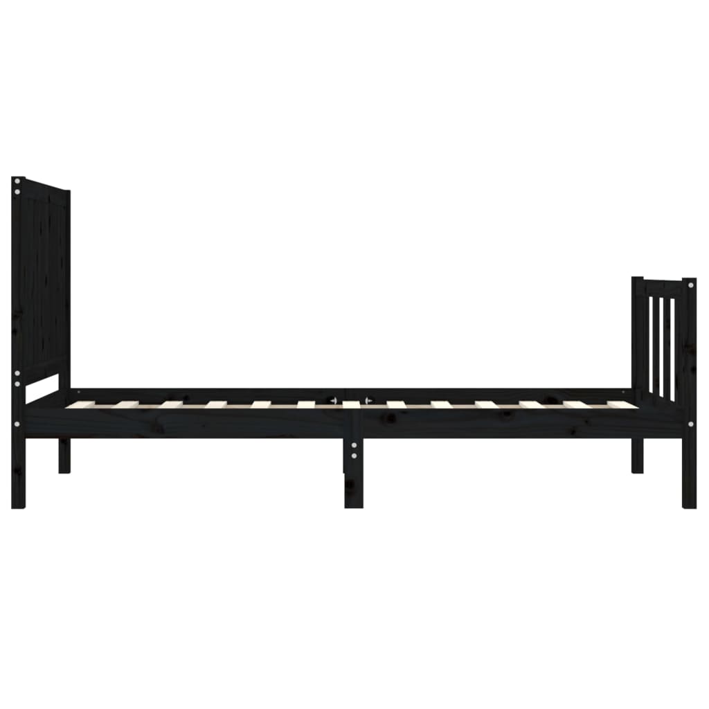 vidaXL Estructura de cama con cabecero madera maciza negro 90x200 cm