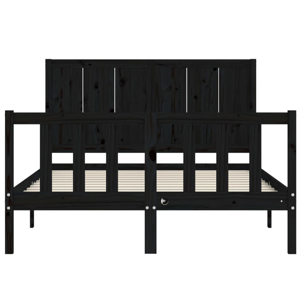 vidaXL Estructura de cama con cabecero madera maciza negro 120x200 cm