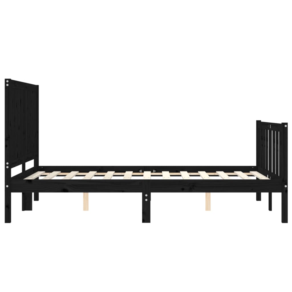 vidaXL Estructura de cama con cabecero madera maciza negro 120x200 cm