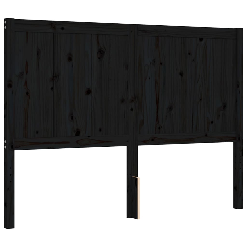 vidaXL Estructura de cama con cabecero madera maciza negro 120x200 cm