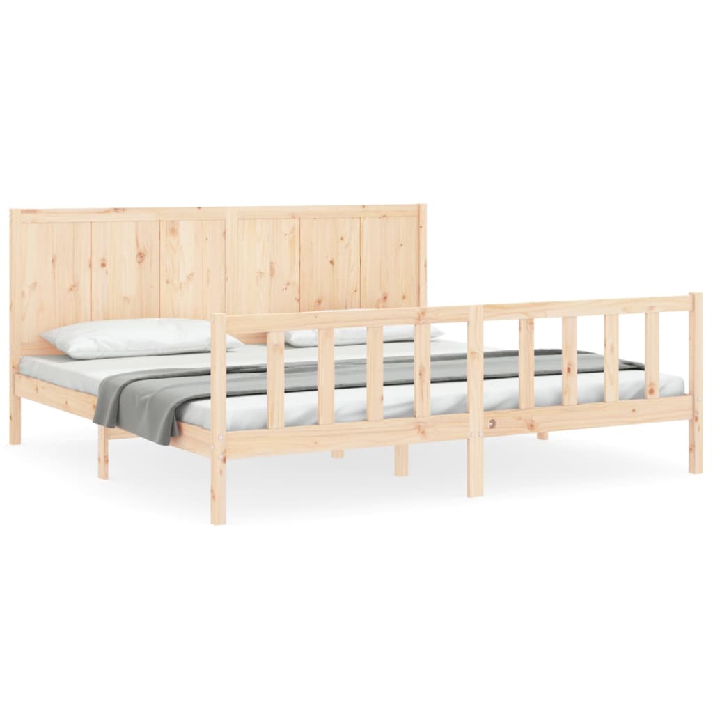 vidaXL Estructura de cama de matrimonio con cabecero madera maciza