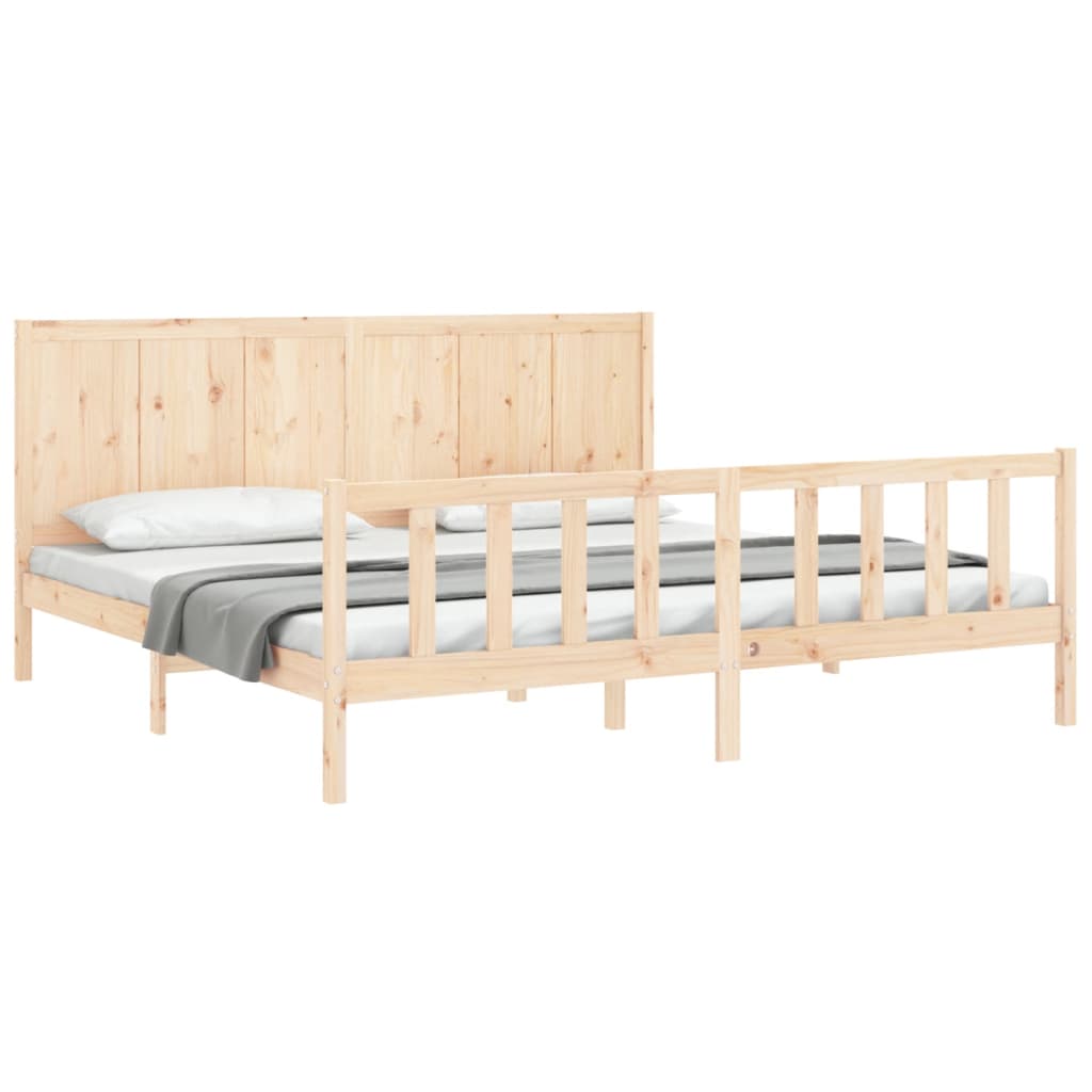 vidaXL Estructura de cama de matrimonio con cabecero madera maciza