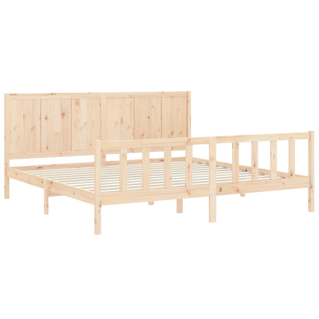 vidaXL Estructura de cama de matrimonio con cabecero madera maciza