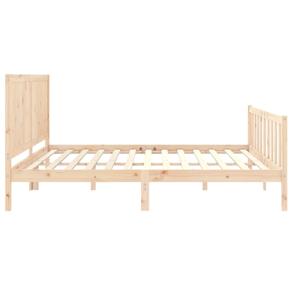 vidaXL Estructura de cama de matrimonio con cabecero madera maciza