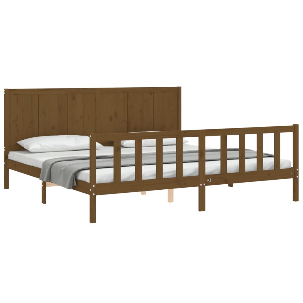 vidaXL Estructura cama y cabecero madera maciza marrón miel 200x200 cm