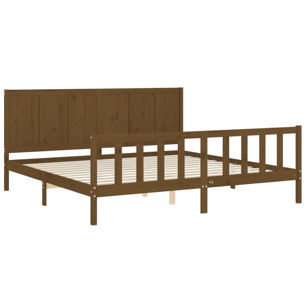 vidaXL Estructura cama y cabecero madera maciza marrón miel 200x200 cm