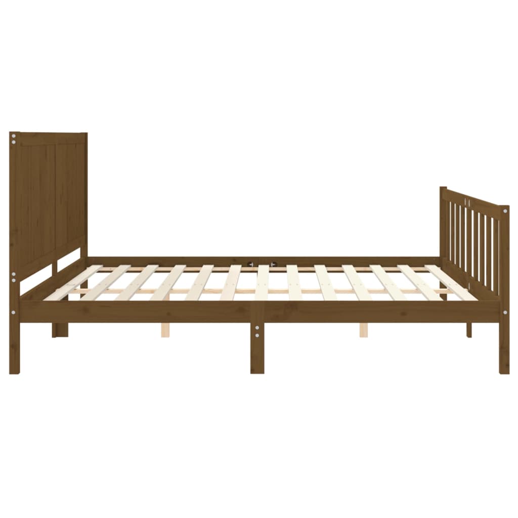 vidaXL Estructura cama y cabecero madera maciza marrón miel 200x200 cm