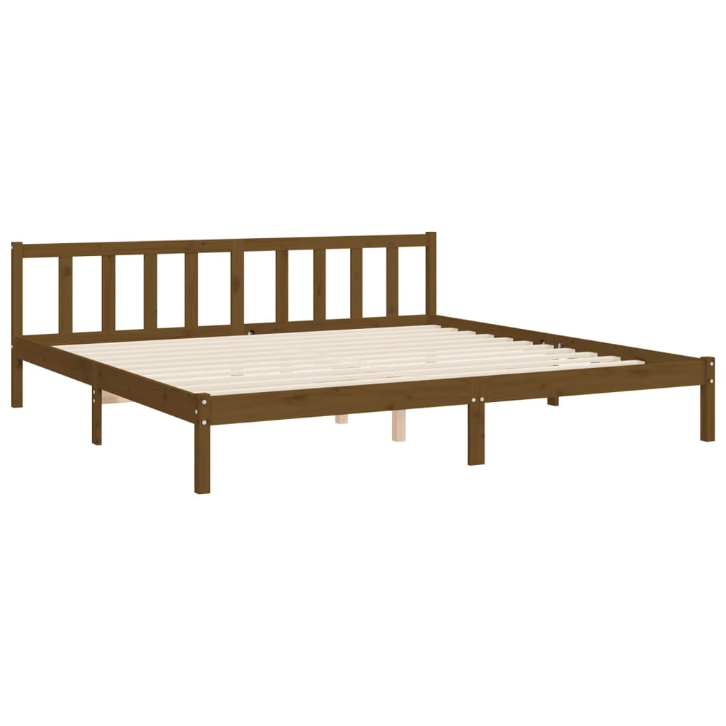 vidaXL Estructura cama y cabecero madera maciza marrón miel 200x200 cm